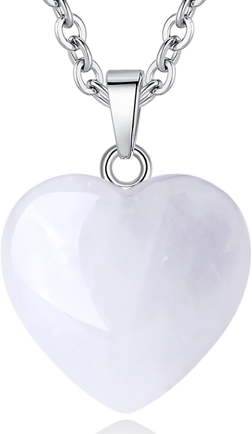 QINJIEJIE Clear Crystal Necklace Crystals Necklaces Heart Love Real Crystal Reiki Energy for Women Mothers Day Gift Christmas