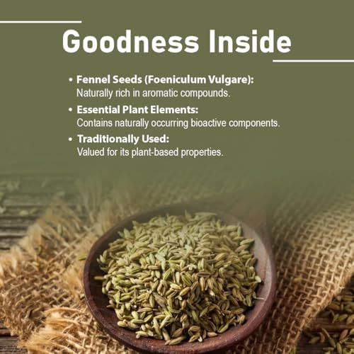 Fennel Seed Tablets by mi Nature | 90 Tablets, 1000 mg | 45 Days Supply | Foeniculum vulgare|