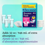 Because Overnight Booster Pads Fit All Adult Diapers, Helps Keep Your Adult Diaper Active All Night, Adds 4 Cups to Incontinence Underwear, Extra Absorbency, 22 Count (Packaging May Vary)