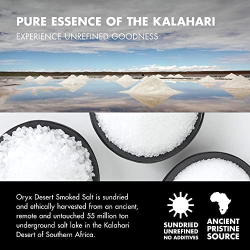 Oryx Smoked Desert Salt Grinder Refillable – Sea-salt Alternative - Ceramic Mill for Coarse Kosher Mineral Smoked Salt - Unrefined Natural Kalahari Desert Salt, 3.52 oz