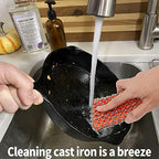 Herda 316L Cast Iron Scrubber Cleaner, Large Cast Iron Chain Mail Scrubber - Chainmail Scrubber Sponge - Metal Skillet Scrubbing, Wok, Dutch Oven Cleaning Kit-Detachable