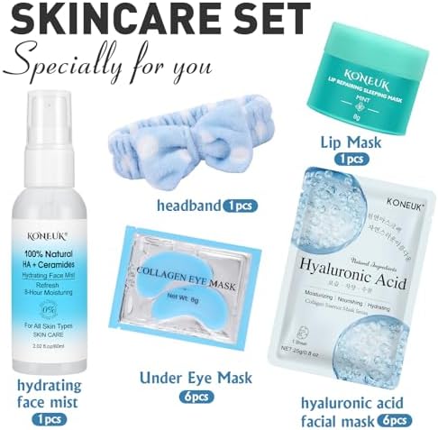 15 PACK Skincare Set with Facial Masks, Under Eye Patches, Face Mist, Lip Mask, Headband, Skin Care for Women, Travel Kit & Birtuday Gifts for Teens Girls, Thank You Gift for Mom, Teacher Gifts