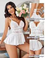Avidlove Lingerie for Women One Piece Teddy Lace Bodysuit Sexy Babydoll V Neck Mesh Sleepwear