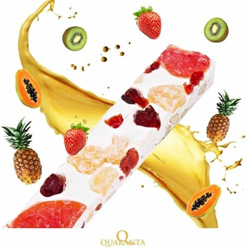 Quaranta Italian Nougat Fruit Bars 10 Pack – Soft Torrone Candy – 2 Bars Each of Forest Fruits, Exotic Fruit, Sour Cherry, Lemon & Strawberry – Gluten-Free, GMO-Free, Palm Oil-Free – 3.5 Oz Each