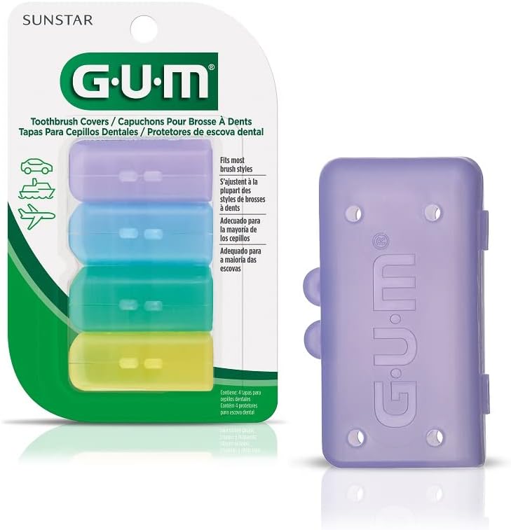 GUM-152RF Toothbrush Covers for Travel, Home, or Camping, 4 Covers