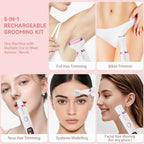 Electric Razor Shavers for Women 5 in 1 Electric Shaver for Women,Cordless Replaceable Facial Eyebrow Razors & Nose Hair Trimmer, Wet Dry Bikini Trimmer Pubic Hair Removal Gifts for Womens 3028A White