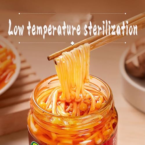 Enoki Mushrooms,Mushrooms Fresh,Latiao,Savory Spicy Mushroom Snack in Red Oil, Pickled Vegetables, Delicious Side Dish, Seasoned Treat, Instant Pickles ,Snack Relish Gift Pack(Mixed Flavor 4 Bottles) (5)