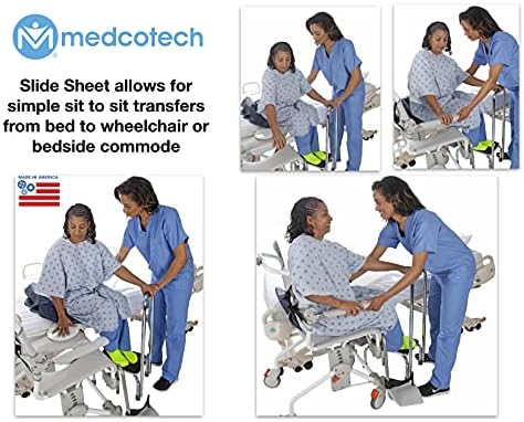MedCo Technology Premium Seated Transfer Board, Friction-Reducing High Density Plastic, Soft Edges, Anti-Slip Pads, Curved with Transport Handle. Perfect for Bed, Wheelchair, Toileting, and More