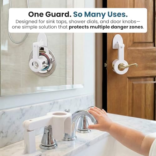 Jokari Child Safety Guard Multi-Use Lock for Sink, Shower, and Door Knobs Prevents Hot Water Burns and Unsupervised Access Easy Install Childproof Protection for Home Safety
