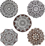 Royal Kraft Mandala Wooden Printing Stamps (Set of 5) - DIY Henna Fabric Textile Paper Clay Pottery Blocks Htag2206