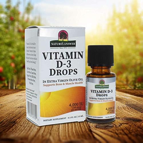 Nature's Answer Vitamin D-3 Drops 4000 IU 0.5 Fluid Ounce | Natural Immune Booster | Promotes Muscle and Bone Function | Supports Cardiovascular Health