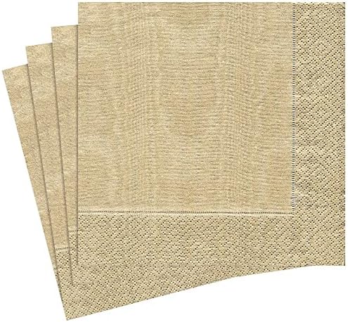 Entertaining with Caspari Dinner Napkin, Moire Gold, 20-Pack