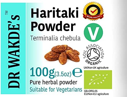DR WAKDE's Organic Haritaki Powder (Hirda | Terminalia chebula) - 100g (3.5oz) | Pure, Raw & Dried Powder | Ayurvedic Herb | Vegan | Nothing Added, Nothing Removed | Same Day Dispatch