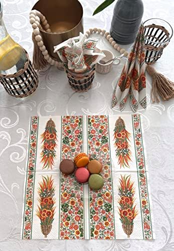 AM Décor - 20 Count Soft 3-Ply Tissue Decoupage Luncheon Paper Napkins -13" x 13" (Unfolded) (Beautiful Folk)