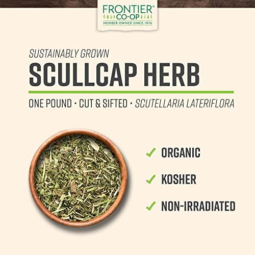 Frontier Co-op Organic Scullcap Herb Cut & Sifted Certified Organic Herbal Supplement 1lb - Skullcap Herb for Tincture, Tea, Supplement