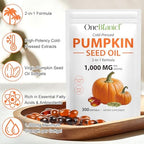Pumpkin Seed Oil with Saw Palmetto, 1000mg per Serving, 300 Softgels – Cold Pressed Pumpkin Seed Oil Capsules for Hair, Prostate, Urinary & Bladder Health – Non-GMO, Gluten-Free, Pure & Natural
