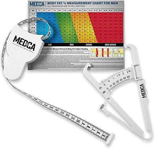 Body Tape Measure and Skinfold Caliper Body Fat Monitor Set - (Pack of 2) - Double Sided Body Tape Measures (150 cm /60 inches) - Skin Fold Body Fat Analyzer and BMI Measurement Tool, White by MEDca