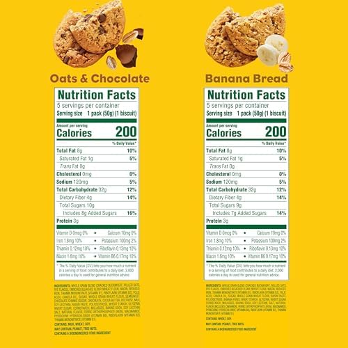 belVita Soft Baked Breakfast Bars Variety Pack, Banana Bread and Oats & Chocolate, 3 Boxes of 5 Packs (1 Biscuit Per Pack)