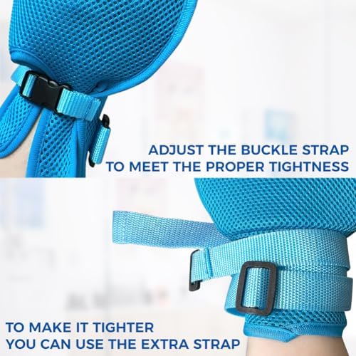 Comfecto Dementia Gloves for Elderly 2 pcs, Hand Control Mitts, Medical Restraint Mitts for Patients, Safety Finger Control Mittens to Prevent Scratching Self Injury, Soft Breathable Padded
