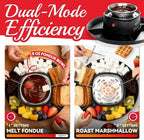 SugarWhisk 2 in 1 Electric Smore Maker & Fondue Set, Marshmallow Roaster with 4 Forks, Indoor Smores Kit for Kids & Couples, Cheese & Chocolate Fondue Pot, 4 Detachable Trays, Graphite