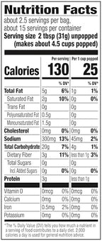 Orville Redenbacher’s Microwave Popcorn, Naturals Light Simply Salted Popcorn, 3g Fiber Per Serving, 2.7 oz., 6-Count