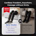 HuBDIC HubiCare Cordless Leg Massager with Heat and Air Compression for Circulation and Pain Relief, 5 Modes with 5 Intensities, Reduce Swelling, Muscles Relaxation Device (Black)
