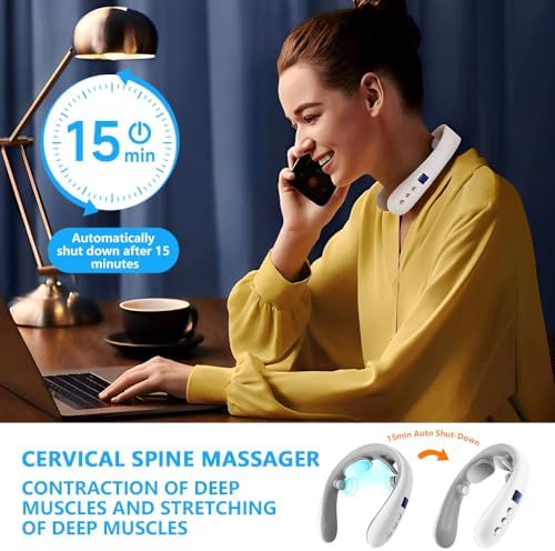 Neck Massager with Heat, Electric Pulse Neck Massager for Pain Relief, Wireless Neckology Intelligent Massager for Women