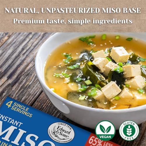Edward & Sons Reduced Sodium Original Instant Miso-Cup - Instant Miso Soup Packets, Instant Soup Packets, Miso Packets - 1 oz (Pack of 12)