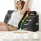 Headboard Pillow Queen, Large Triangular Wedge Cushion with Neck Roll Pillow for Reading Sitting Working, Backrest Positioning Support Bodypillow with Removable Washable Cover for Bed Dorm Sofa