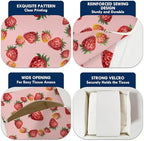 Strawberry Tissue Box Cover Square, Waterproof Leather Tissue Box Holder, Cute Facial Paper Organizer Dispenser Decor for Bathroom Nightstand Vanity Desk Office Car /007