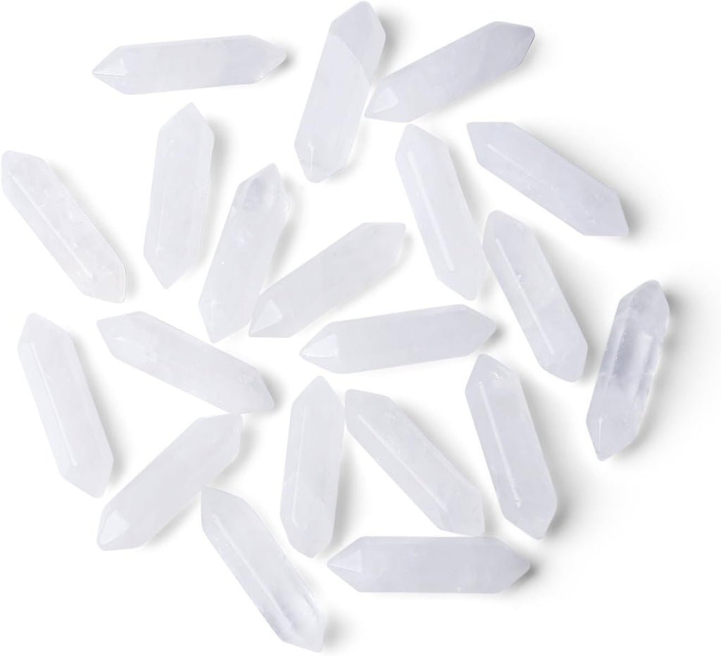 ZHIYUXI 20 Pcs Clear Quartz Crystals Healing Crystals Wand Gemstone Tumbled Polished Energy Reiki Healing Stone Wholesale Crystal Wand Meditation DIY Decor Gifts