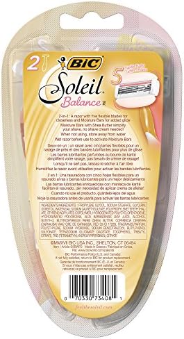 Bic Soleil Balance Razor For Women - Moisture Bars With Shea Butter - 2 Count Razors Per Package - Pack of 2 Packages