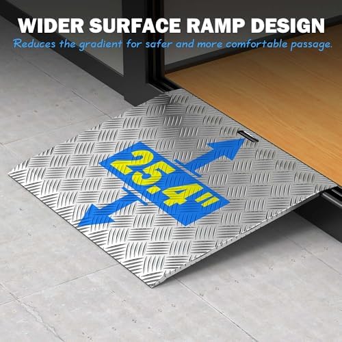 Aluminum Threshold Ramps for Doorways, 31" L x 25.4" W, Wider Platform Anti-Slip Portable Ramps for Wheelchairs, Door Threshold Ramp for Wheelchair, Scooter, Strollers, Cart, Walkers, Pets