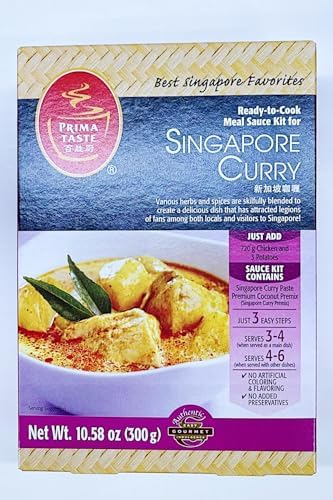 Prima Taste Singapore Curry Sauce Kit, Ready-to-Cook, 10.58 oz, No Artificial Colors or Preservatives