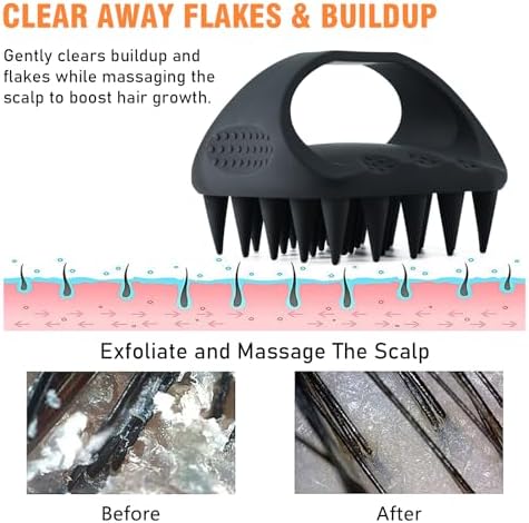 YEALIR Scalp Massager Shampoo Brush, Scalp Scrubber for Dandruff & Build Up, Scalp Massager Hair Growth - 100% Silicone, Plastic Free