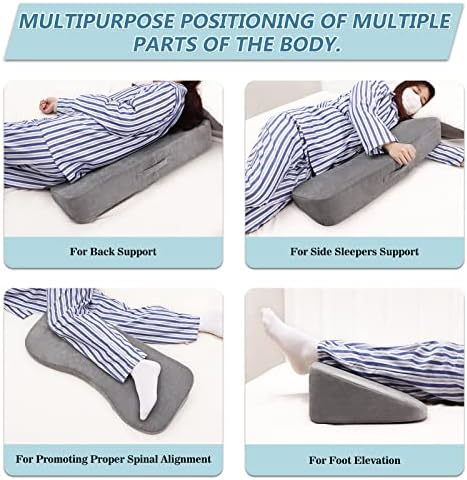 TANYOO Long Wedges for Bed Positioning Pillow for After Surgery Curved Shaped Medical Wedge Pillows for Seniors to Prevent Bed Sore and Improve Healing Process No-Slip Bottom Height 5 Inch