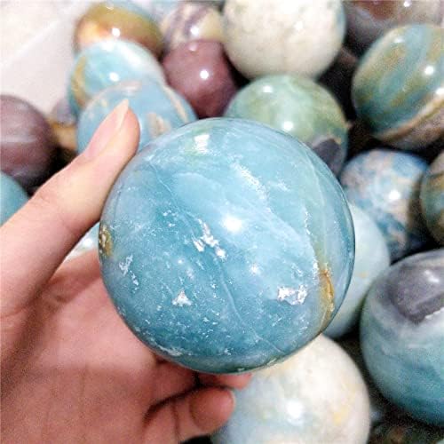 Natural Caribbean Calcite Ball Blue Quartz Crystal Calcite Sphere Gemstone for Home Decor,1pcs,50-60mm