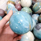 Natural Caribbean Calcite Ball Blue Quartz Crystal Calcite Sphere Gemstone for Home Decor,1pcs,50-60mm