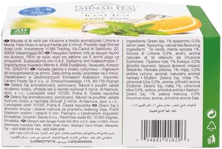 Ahmad Tea Green Tea, Cold Brew Lemon and Mint Teabags, Iced Tea, 20 ct (Pack of 1) - Caffeinated and Sugar-Free