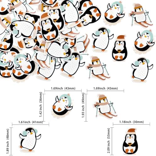 Ephlyn 48Pcs Edible Christmas Penguin Cake Toppers Wafer Paper Penguin Cupcake Decorations Christmas Cookie Decorations for Xmas Festival birthday Party Decor