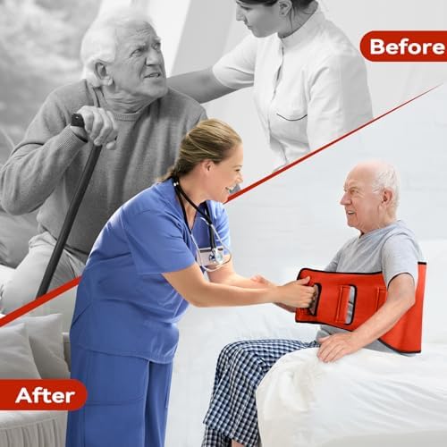Transfer Sling for Elderly, Padded Assist Gait Belt, Heavy Duty Patient Lift with Straps, Mobility Standing and Lifting Aid for Elderly, Injured, Disabled - Safely Move from Wheelchair and Bed