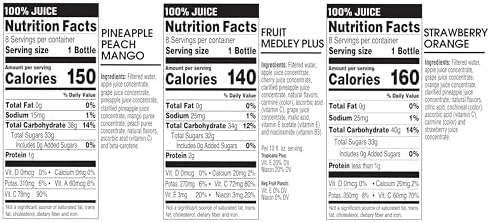 Tropicana 100% Juice 3-Flavor Fruit Blend Variety Pack, 10 Fl Oz, Bottles, (Pack of 24), 10 ounces