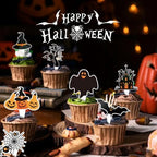 73pcs Halloween Cupcake Toppers Trick Or Treat Cake Topper For Halloween Birthday Decoration Witches Pumpkin Bat Ghost Party Supplies