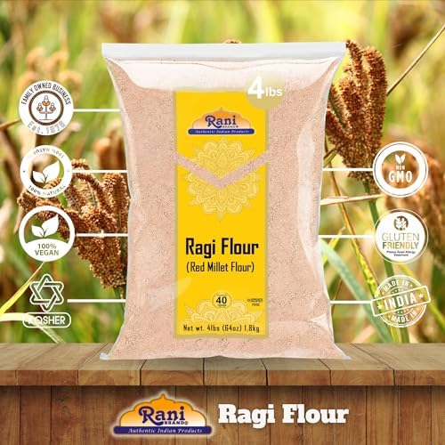 Rani Ragi (Finger Millet) Flour 64oz (4lbs) 1.81kg Bulk ~ All Natural | Vegan | Gluten Friendly | NON-GMO | Kosher | Indian Origin