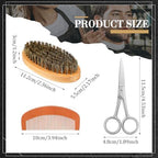 Maitys 10 Sets Beard Brush and Comb Set Bulk Boar Bristle Beard Brush Comb Scissors Kit Gifts for Men Father Colleague Employee Appreciation(Oval)