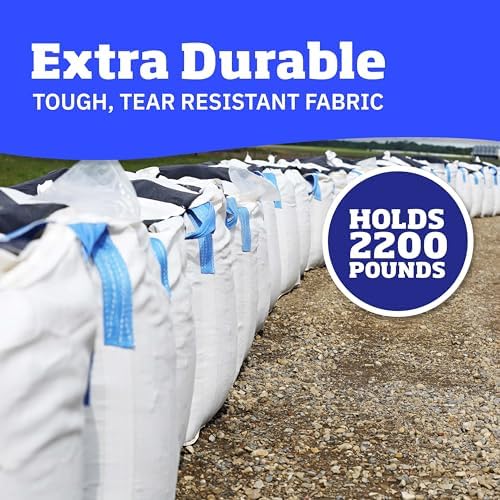 DURASACK Heavy Duty Builder's Bulk Bags 200-Gallon White Woven Polypropylene Contractor Trash Bags for Demo and Construction, Holds up to 2200 lbs, Open Top