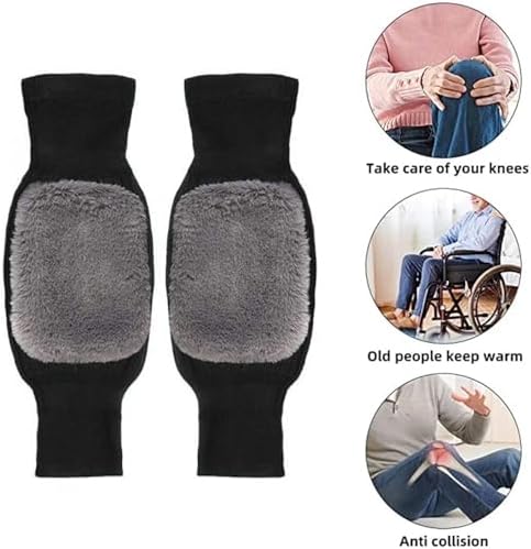 Winter Protective Knee Pads 1 Pair Winter Knee Pads Warm Men Women Double Thick Wool Protection Knee Plus Velvet Wind and Cold Protective(T13,60-73kg for L)