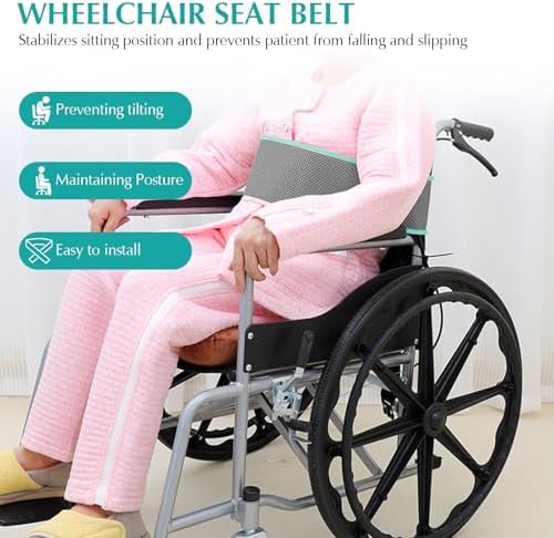 Wheelchair Seat Belt Adjustable Safety Harness Chair Positioning Restraint Belt Anti-Slip Cushion Belt for Elderly and Patient(Gray)