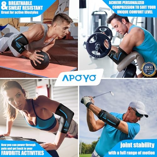 APOYO Elbow Brace for Tendonitis and Tennis Elbow, Compression Sleeve for Arthritis, Workouts, Reduce Joint Pain During Fitness Activity (Medium)