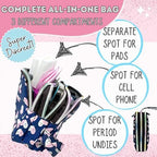 Mark and Lola's First Period Pal Pack to-Go Kit | 24 pcs | First Period Kit for Tweens | Teen Period Kit| Discrete Period Bag, Pads, Panty Liners, Period Kits for Tweens 10-12 (Hearts)
